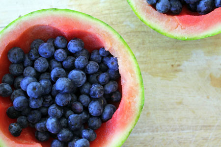 Blueberries in a Watermelon Bowl